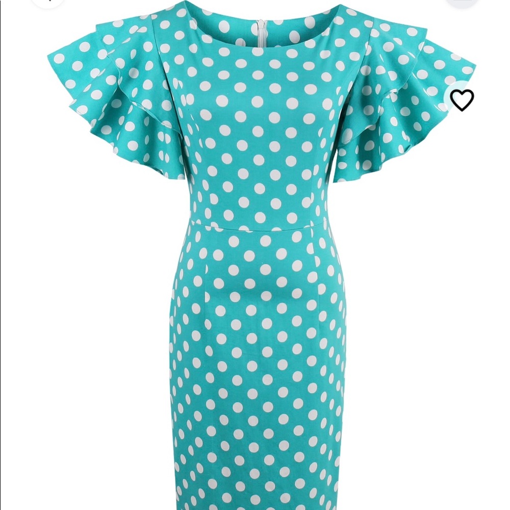 Aqua blue and white dress polkadot. Free gift